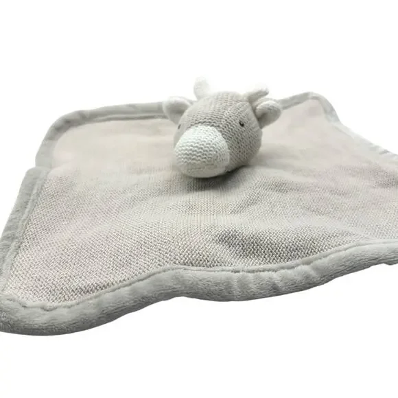 Peacock Alley Light Grey Fleece Giraffe Lovey Security Baby Blanket Soft Plush - Picture 3 of 10